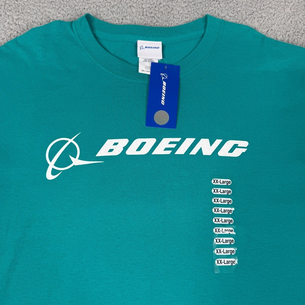 Boeing T Shirt Mens 2XL Green Signature Event Logo Tee Aviation Aerospace NWT